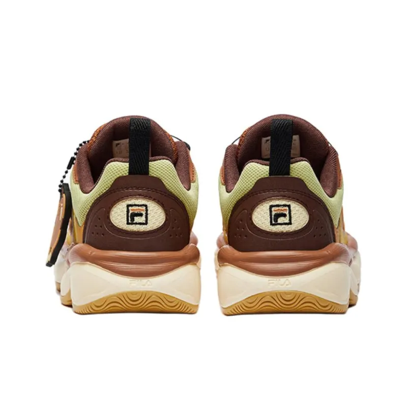 FILA KIDS BOA Anti Slip Wear Resistant Low Top Children's Basketball Shoes Brown Yellow Teenagers-4