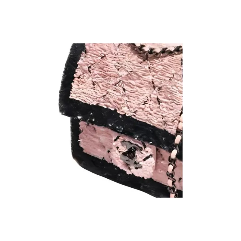 CHANEL Tweed Shoulder Bag, Crossbody Bag, Handbag Small Size Women's Black & Pink-1
