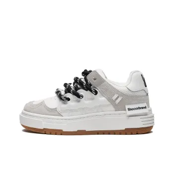 SHOOT BRAND Height Increasing Slip Resistant Low Top Skateboard Shoes Unisex Gray White