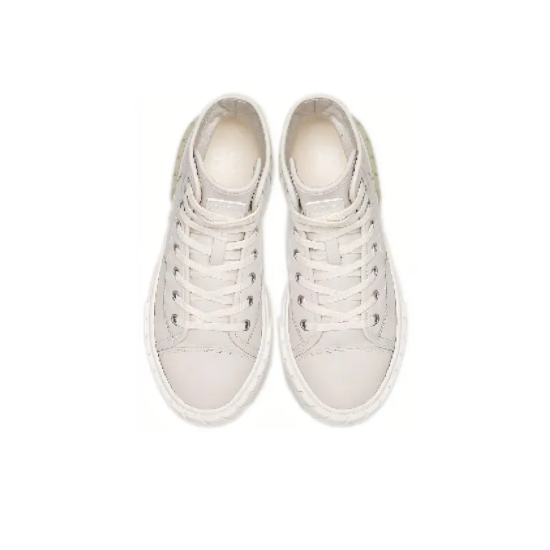 Both Anti Slip Wear Resistant High Top Canvas Shoes Women's White Green-2
