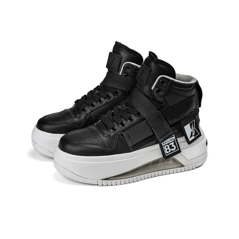 NAUTICA Anti Slip And Wear Resistant Height Increasing High Top Skateboard Shoes Women's Black-2