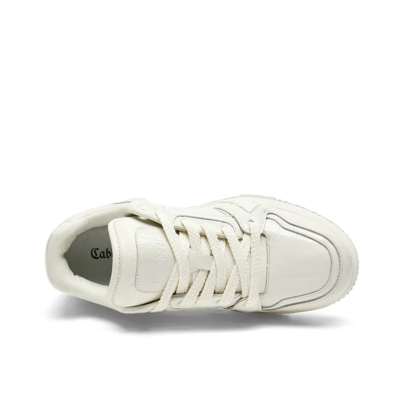 Cabbeen Low-Top Skateboard Shoes Men's Classic White Sneakers-3
