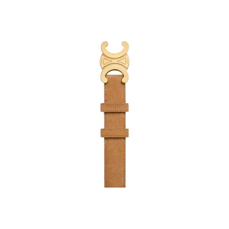 CELINE Medium Triomphe Belt In Suede Calfskin-2