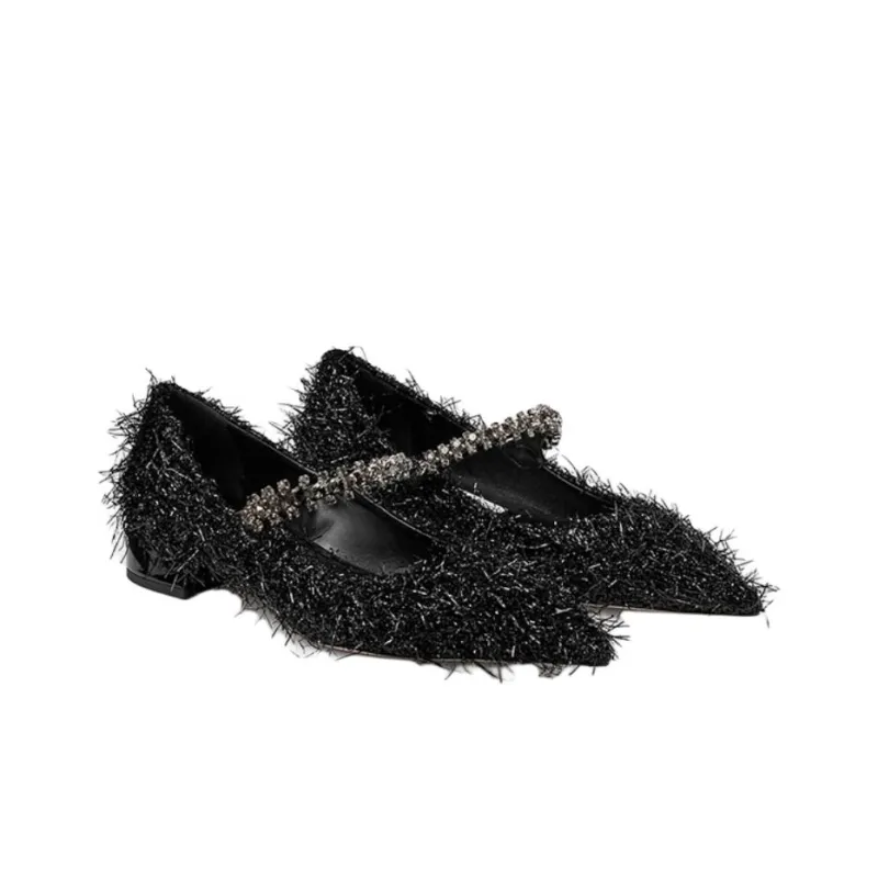 Jimmy Choo Bing Flat Casual Single Shoes Women's Black-2