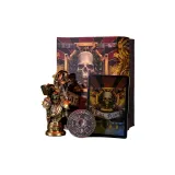 Brass Finely Engraved Bust Helmet with Moving Parts+Copper Souvenir Coin+Copper Keychain