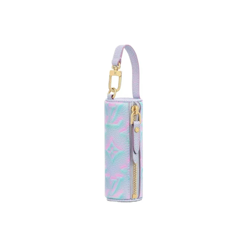 LOUIS VUITTON Papillon Cow Leather Cylinder Bag Handbag Women's Blue Pink-1