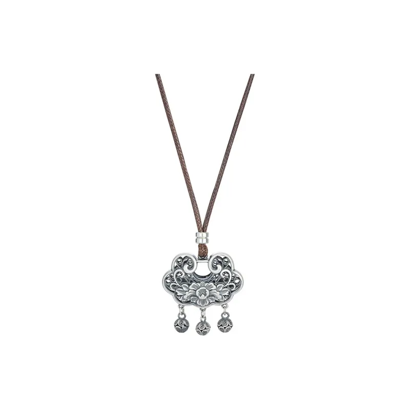 Heart Grass 999 Fine Silver Necklaces Women's-0