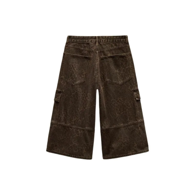 ZARA Trf Denim Shorts Women's Khaki-1