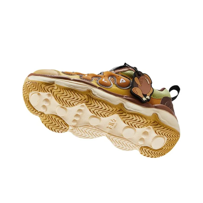 FILA KIDS BOA Anti Slip Wear Resistant Low Top Children's Basketball Shoes Brown Yellow Teenagers-5