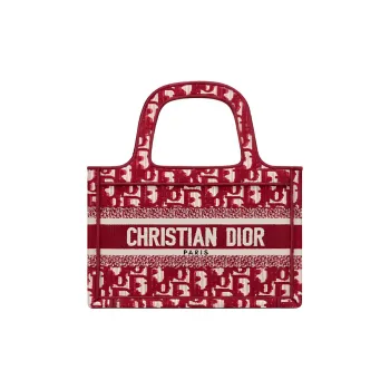 DIOR BookTote Embroidery Tote Handbag Mini Women's Burgundy