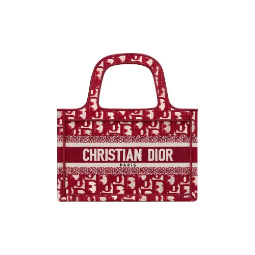 DIOR BookTote Embroidery Tote Handbag Mini Women's Burgundy
