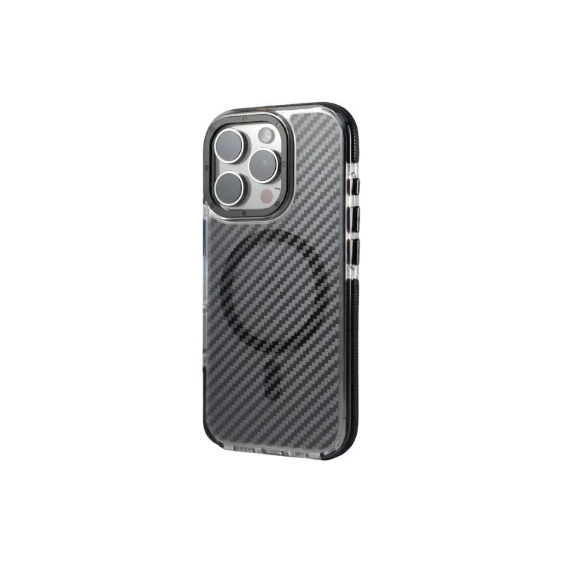 DEPA PC Material Semi Transparent Carbon Fiber Texture Magnetic Phone Cases Applicable To Apple-4