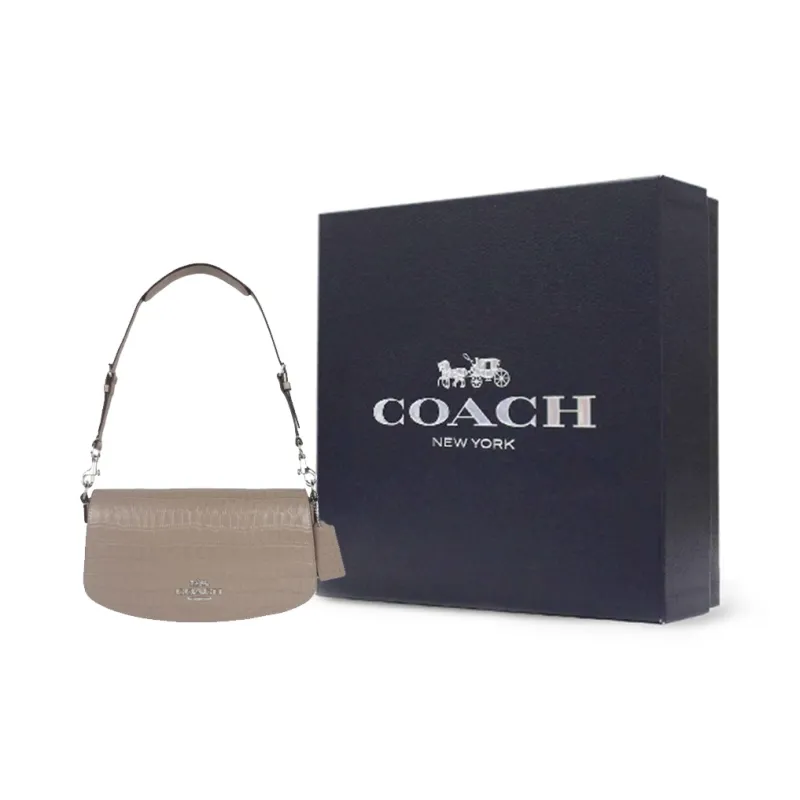 COACH Leather Handbag Shoulder Bag Medium Size Women's Gray-7