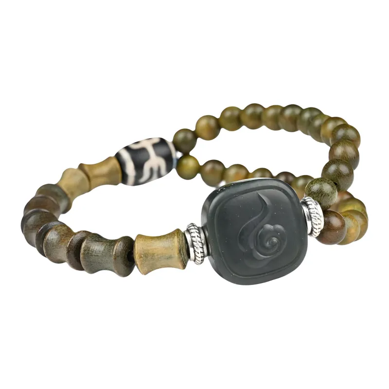 Magic Circle Green Sandalwood Bracelets Unisex-1