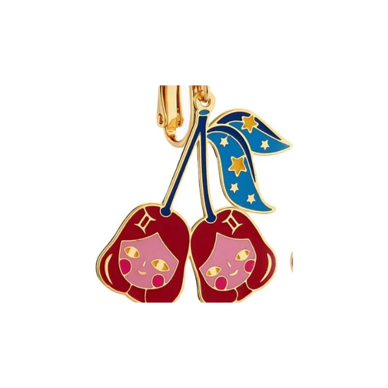 LES NEREIDES Gold Plated Clip On Earrings Women's Red-1