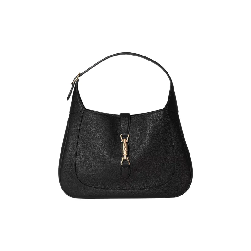GUCCI Jackie 1961 Leather One Shoulder Handbags Medium Size Women's Black-0
