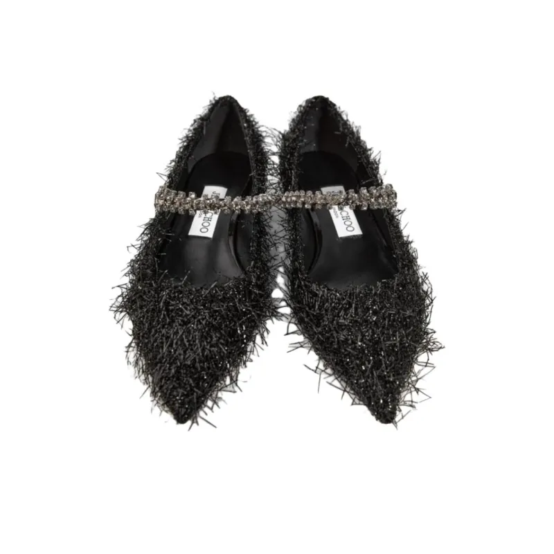 Jimmy Choo Bing Flat Casual Single Shoes Women's Black-4