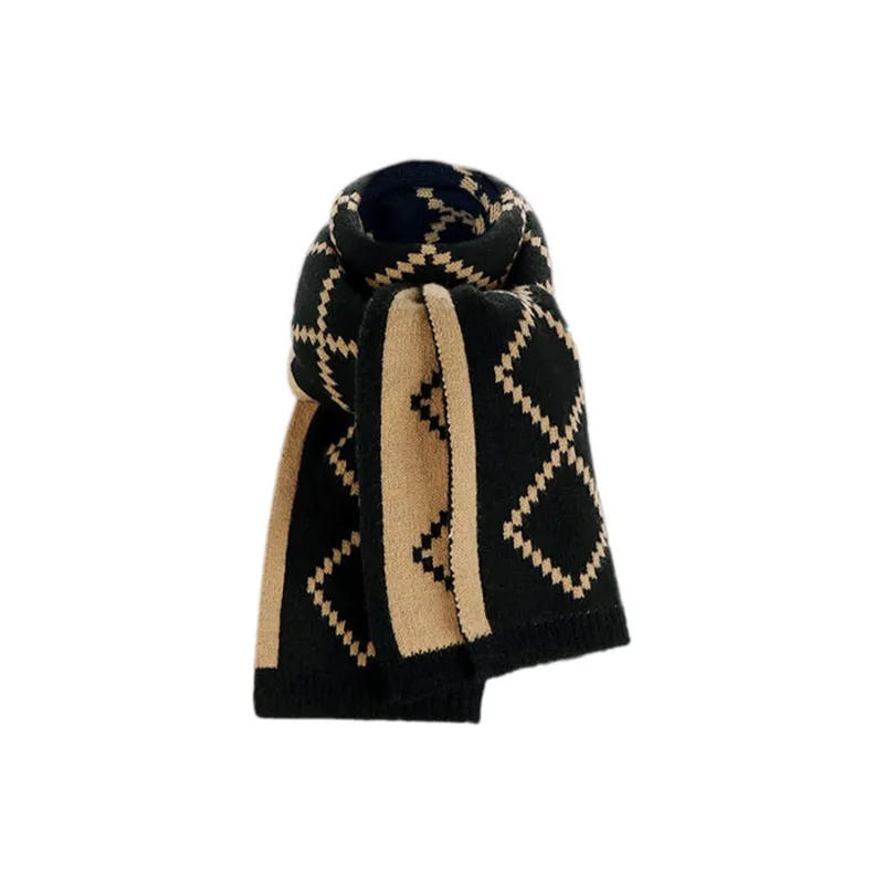 PALBAS Polyester Knit Scarves Unisex Red-3