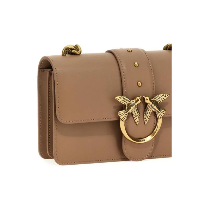 PINKO Leather Crossbody Bag Shoulder Bag Mini Women's Beige-2