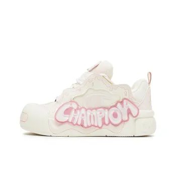 Champion Puffy Jelly Shoes Low Top Skateboard Shoes Unisex Washed Pink/Milk White