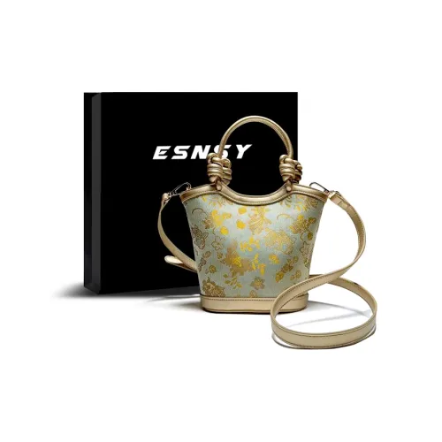 ESNSY Silk Blend Fabric Crossbody Handbag Shoulder Bag Regular Women's Gold