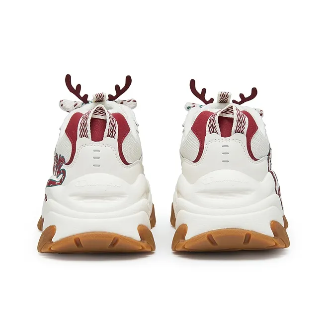 Champion Low Top Chunky Sneakers Women's Milk White/Team Red-3