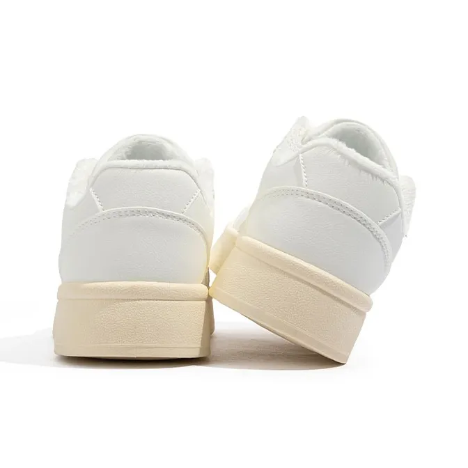BABAYA KIDS Warm Anti Slip And Wear Resistant Low Top Skateboard Shoes Women's White-4
