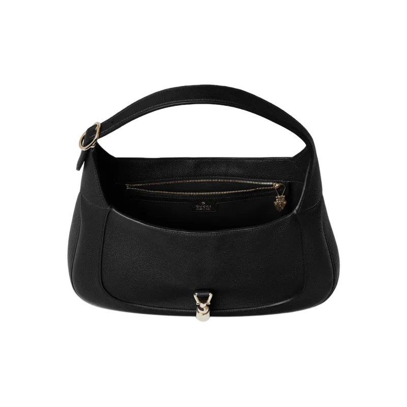 GUCCI Jackie 1961 Leather One Shoulder Handbags Medium Size Women's Black-5