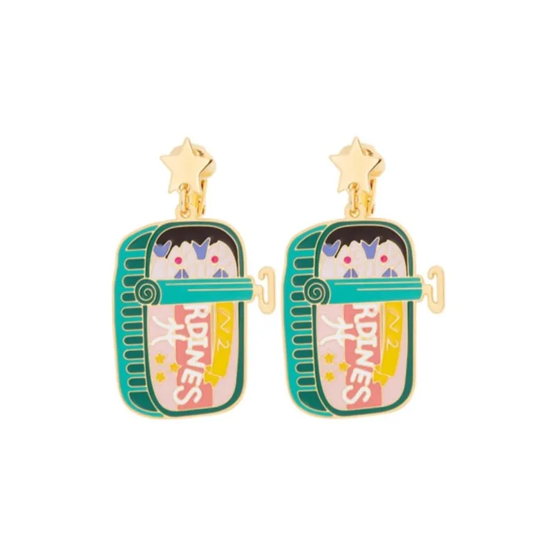 LES NEREIDES Gold Plated Clip On Earrings Women's Green-0