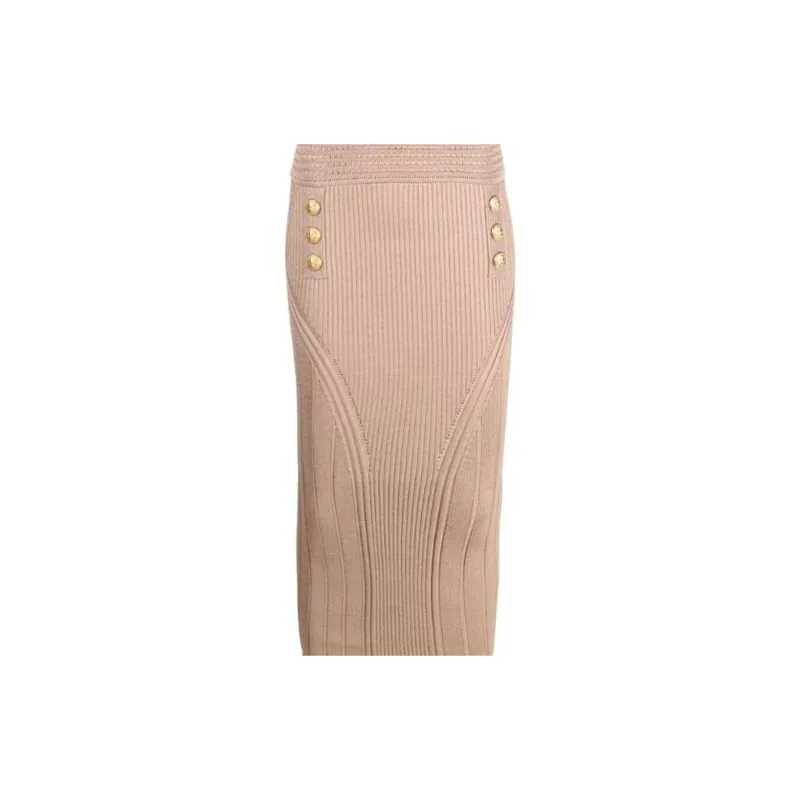 BALMAIN Sleeveless Dresses Women's Camel Brown-2