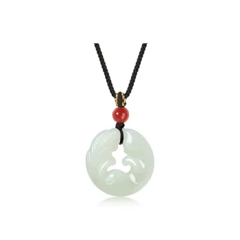 WEITIANXUAN Natural Hetian Jade Pendant Pale Greenish White Jade Unisex