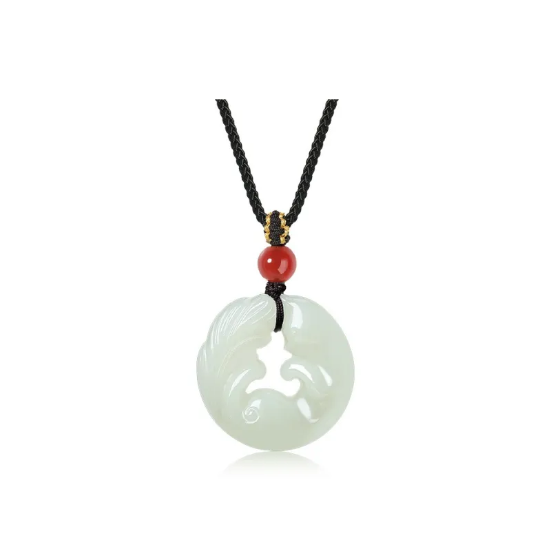 WEITIANXUAN Natural Hetian Jade Pendant Pale Greenish White Jade Unisex-0