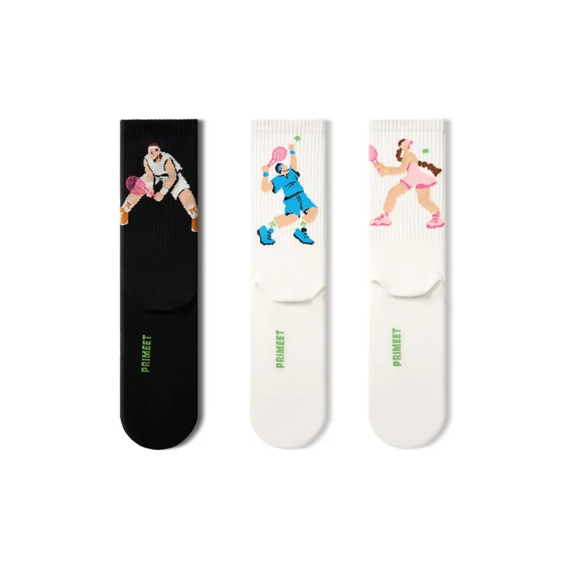 Primeet Mid Calf Socks Unisex 3 Pack Tennis-0