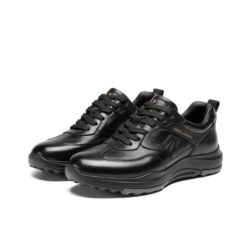 ROBERTA DI CAMERINO Anti Slip And Wear Resistant Height Increasing Low Top Casual Shoes Men's Black-2