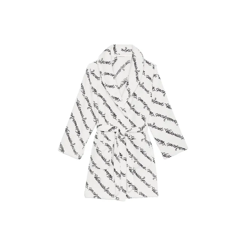 Victoria's Secret 24 Big Show Collection THE MIX Pajama Robe Women's White Base Letter Print-0