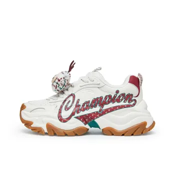 Champion Low Top Chunky Sneakers Women's Milk White/Team Red