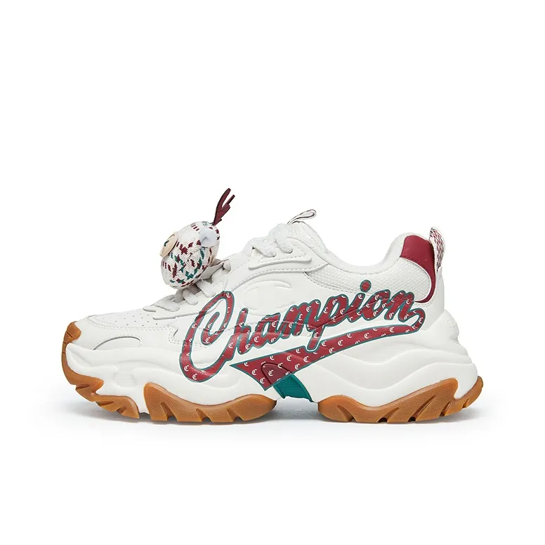 Champion Low Top Chunky Sneakers Women's Milk White/Team Red-0