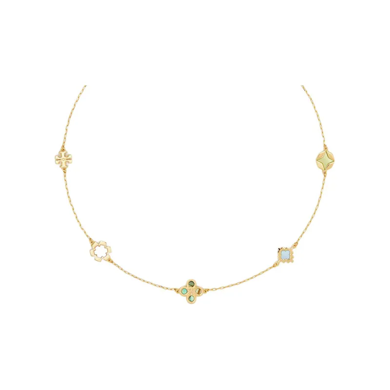 TORY BURCH Kira Clover Pav� Necklace-0
