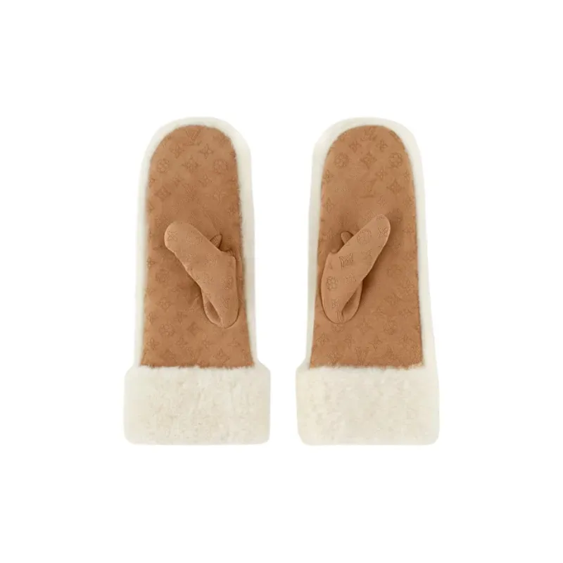 LOUIS VUITTON M94839 Monogram Shearling Mitts-1