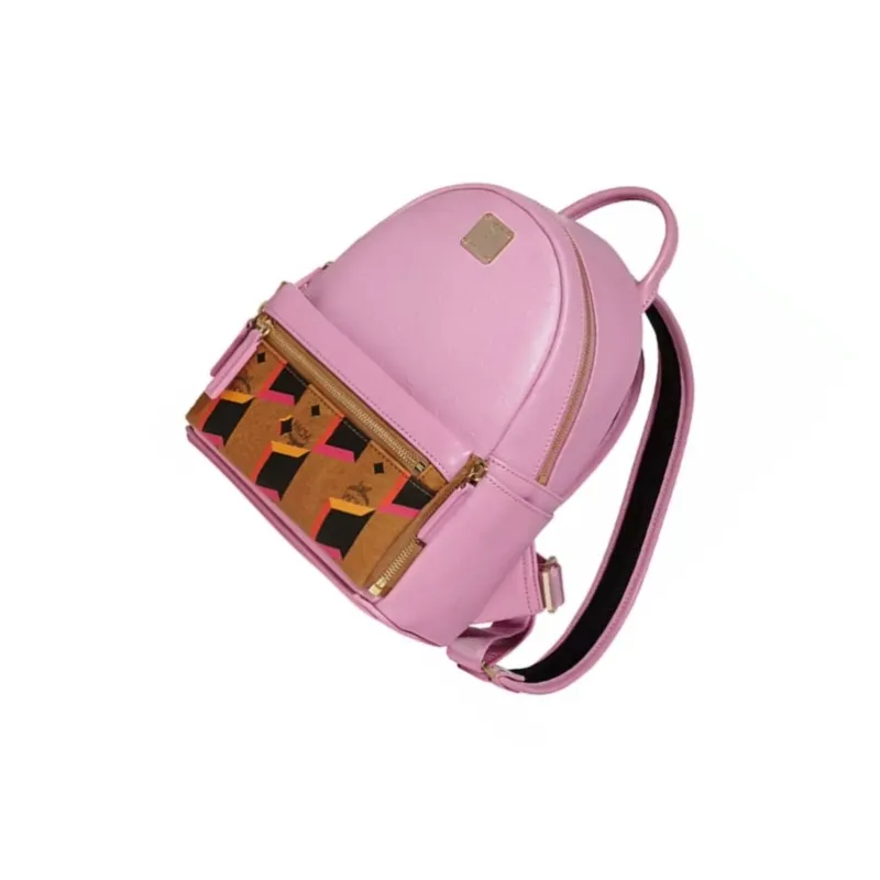 MCM PVC Leather Backpack Mini Women's Pink-2