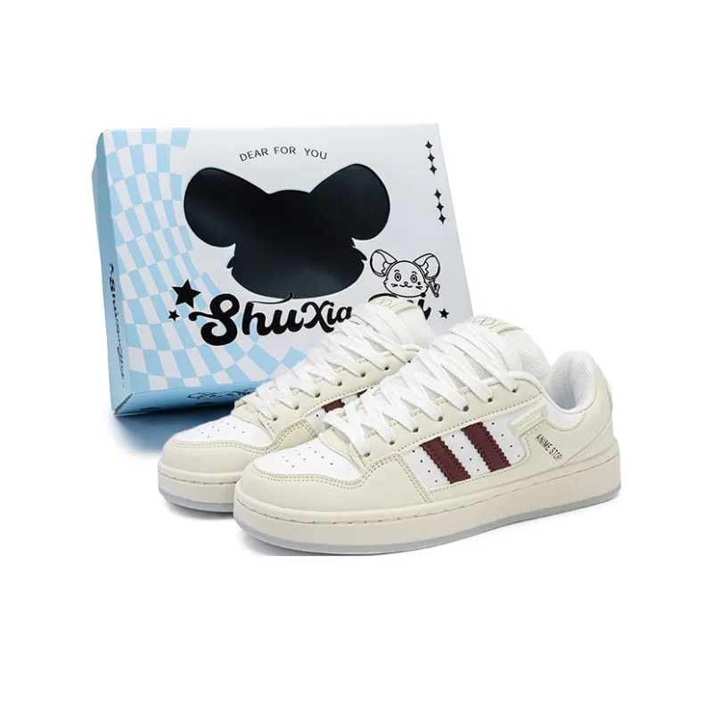 SHUXIAOBEI Anti Slip And Wear Resistant Lightweight Low Top Skateboard Shoes Unisex White Blue-35