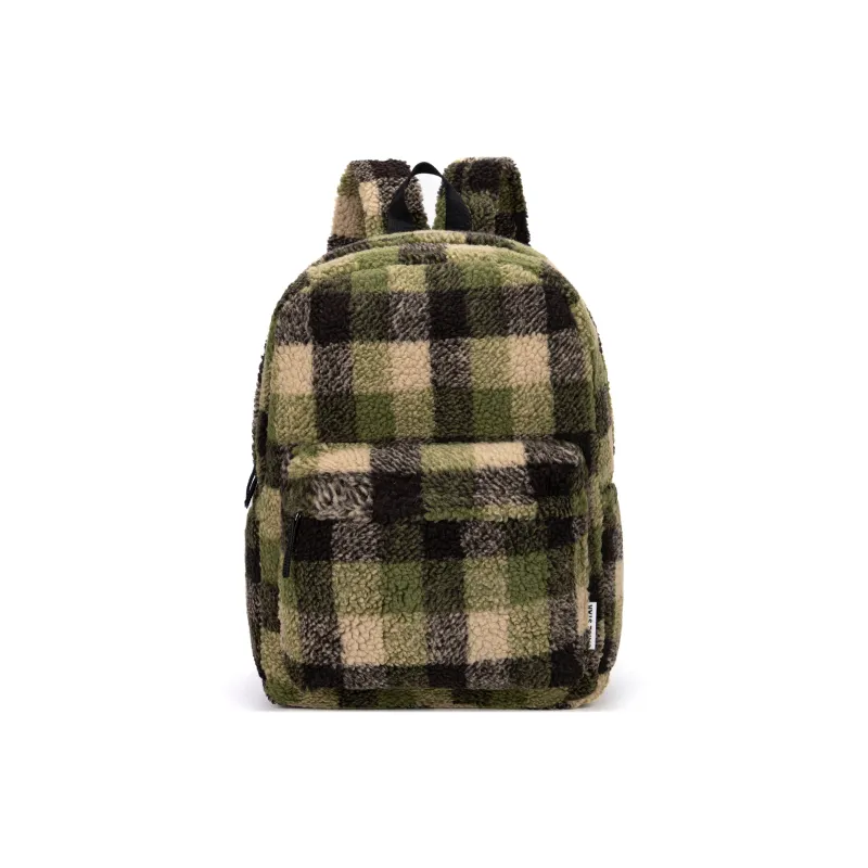 UNITE STAR Sherpa High End Christmas Atmosphere Backpack Unisex Orange Red Plaid Multicolor-6
