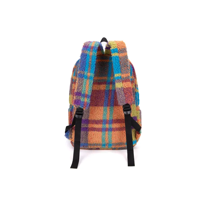 UNITE STAR Sherpa High End Christmas Atmosphere Backpack Unisex Orange Red Plaid Multicolor-16