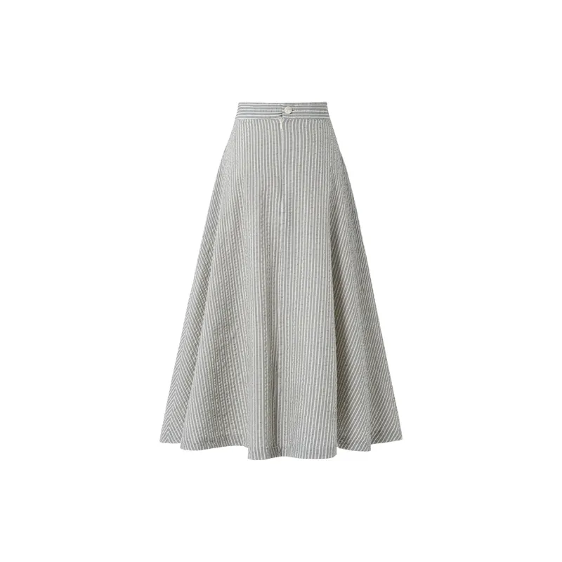 SOON FLOWER Casual Long Skirts Women's Cyan City Gray-1