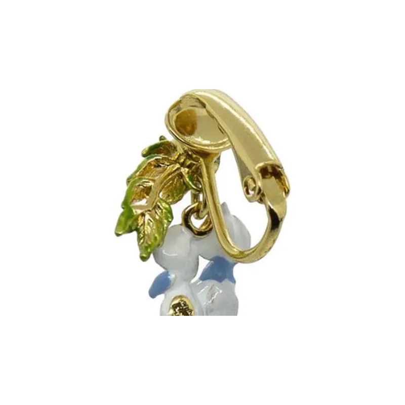 LES NEREIDES Gold Plated Clip On Earrings Women's Blue-5