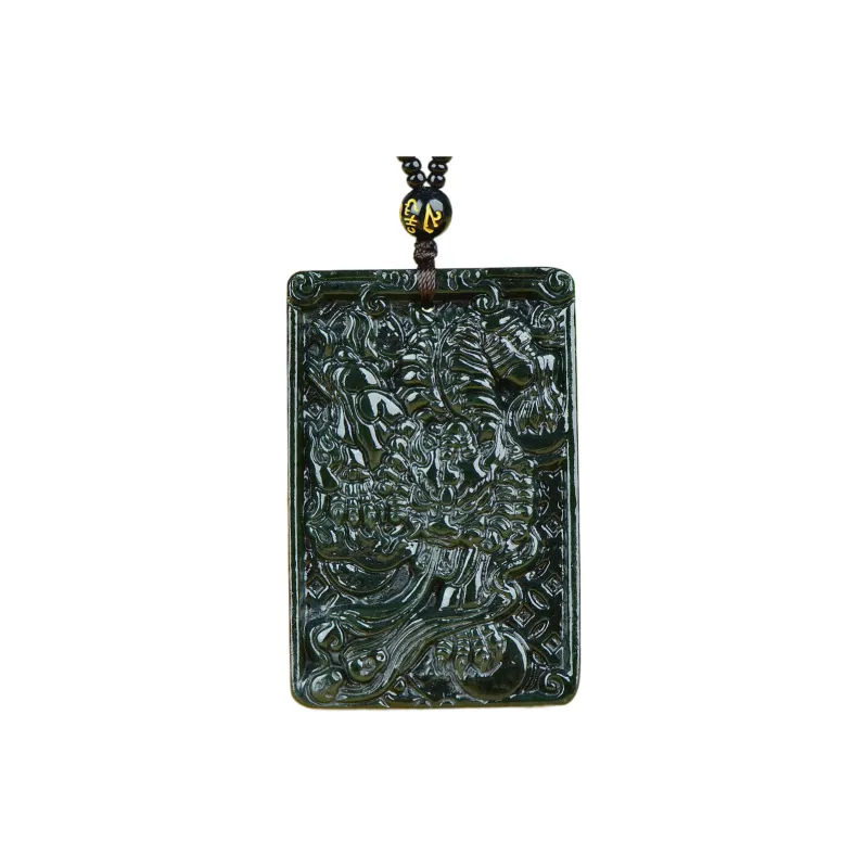 Jing Ruyu Hetian Jade Necklace Jade Pendant Green Jade Unisex-0