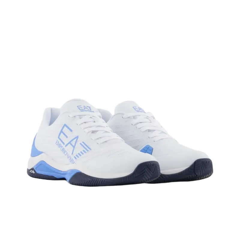 EMPORIO ARMANI EA7 Low Top Tennis Shoes Unisex White Blue-2