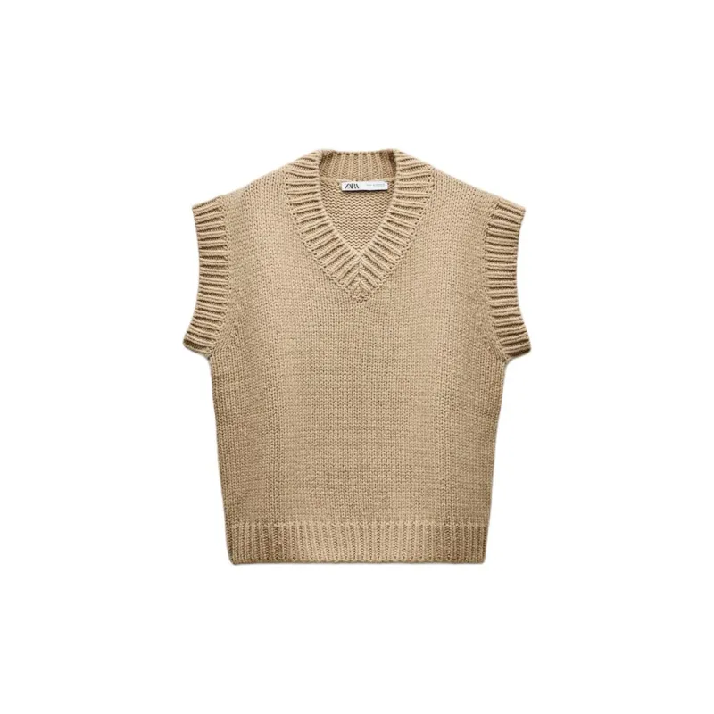 ZARA Vests Women's Beige-1