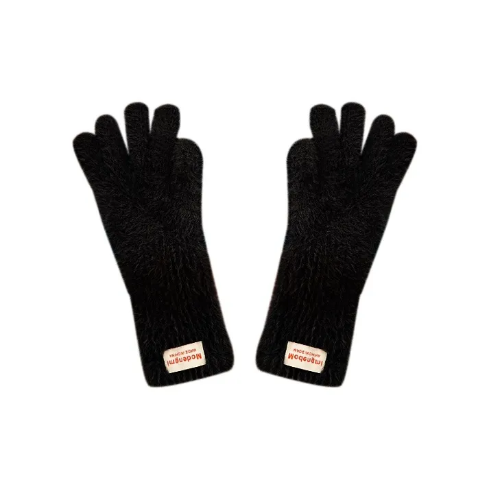 MUSTKOO Knitted Fabric Knit Gloves Women's Milk White-2