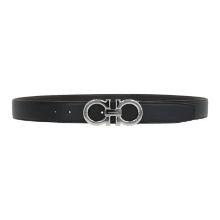 FERRAGAMO Calfskin Leather Belts Men's Black -0
